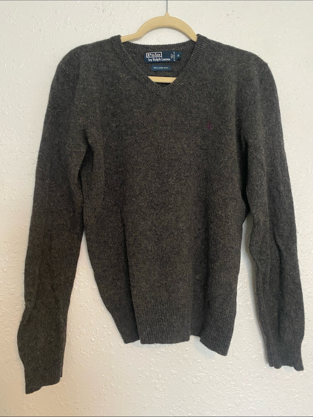 Polo by Ralph Lauren Men's V-Neck Wool Sweater - Charcoal